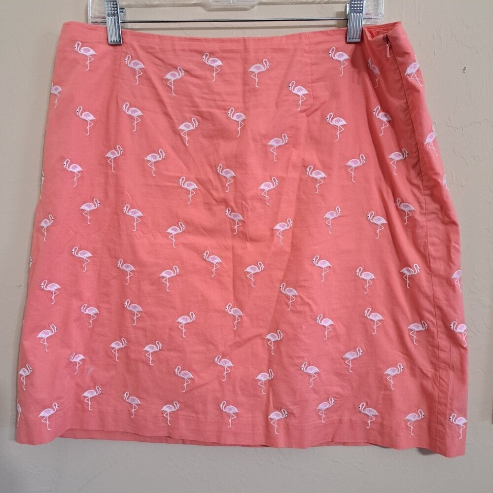 Talbots Women's 16 Cotton Flamingo Skirt Coral Casual Resortwear Beach Golf